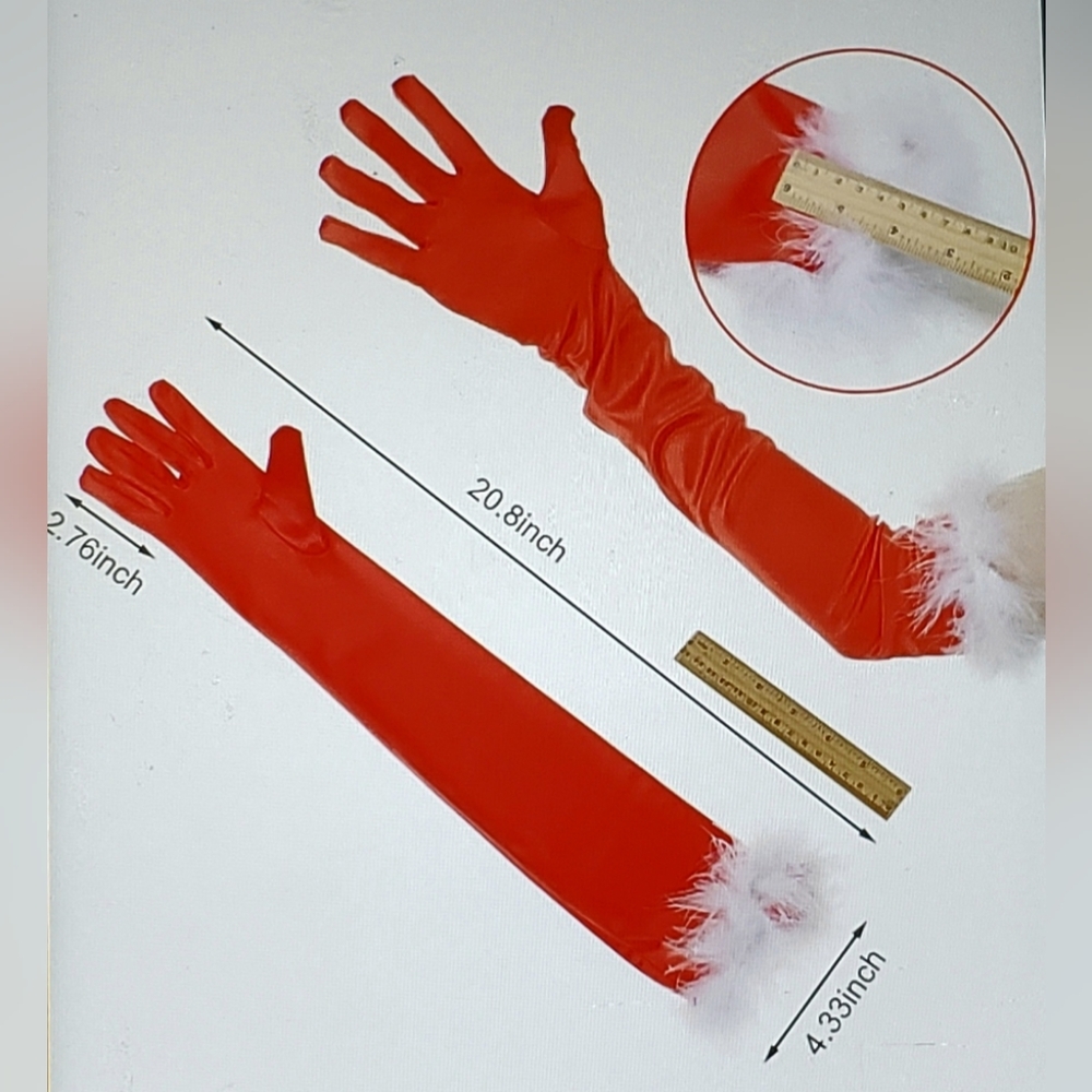 NIP! Christmas Fur Opera Length Gloves OSFM - Picture 3 of 3